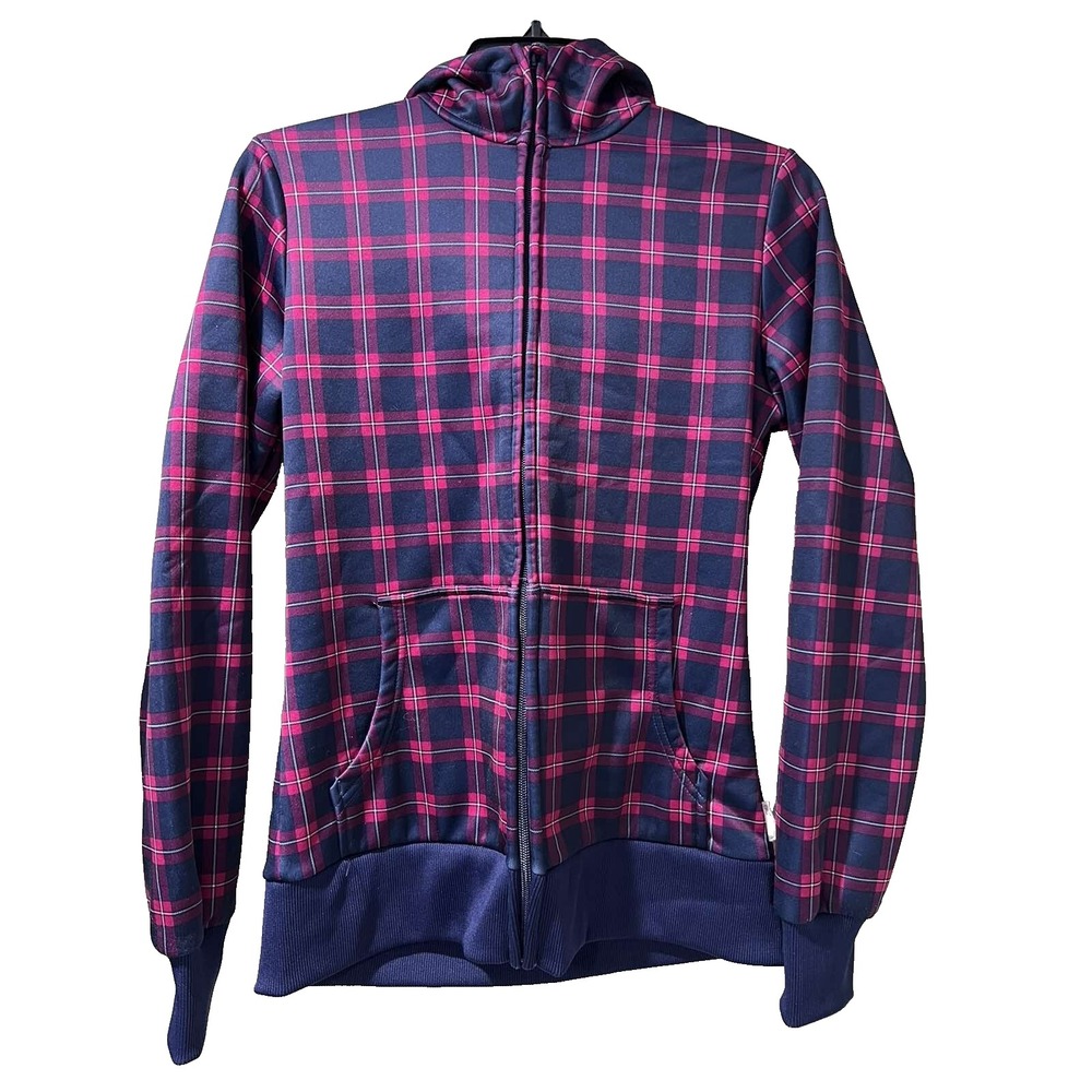 Burton checkered plaid fleece full zip jacket dry ride Purple Size S A001380